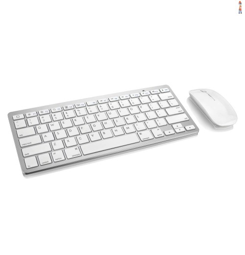 Teclado e Mouse Sem Fio 2.4 Ghz Multilaser Mini Slim USB - Prata e Branco - TC165