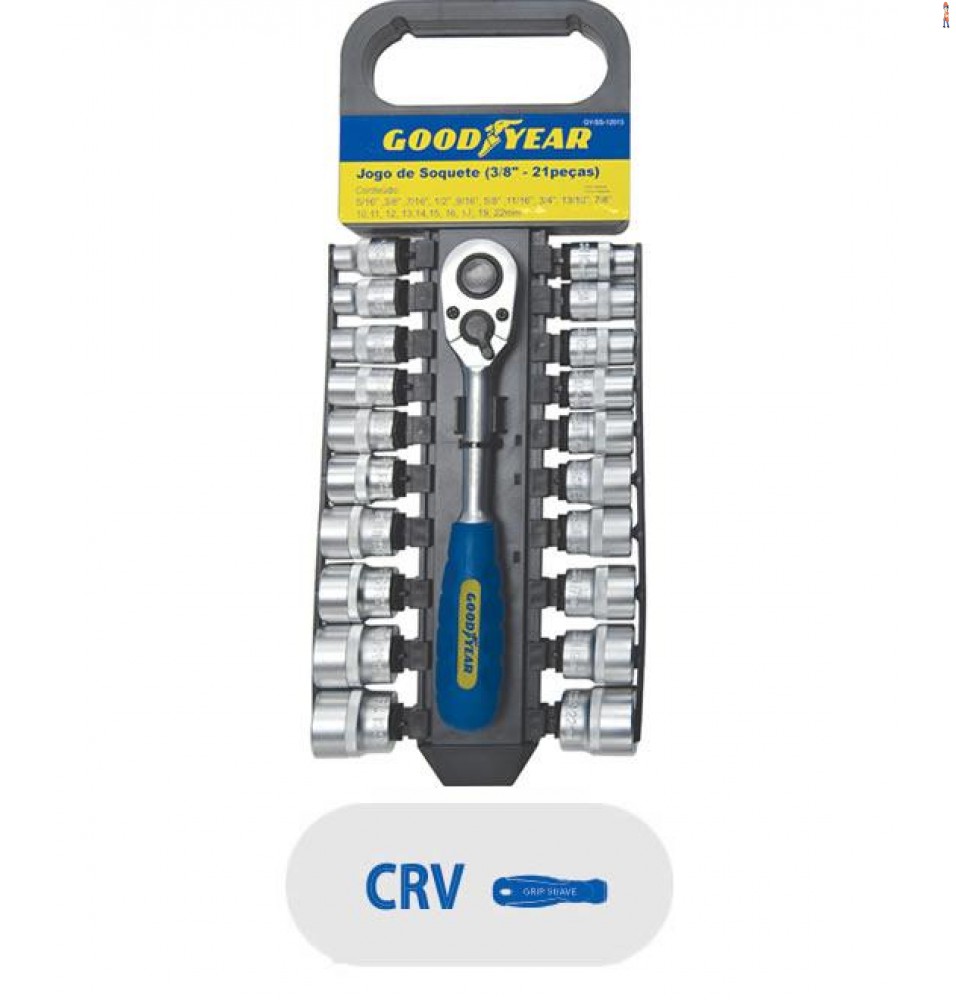 Jogo de Soquete 3/8'' GOODYEAR - 21 peças - cod: GY-SS-12013
