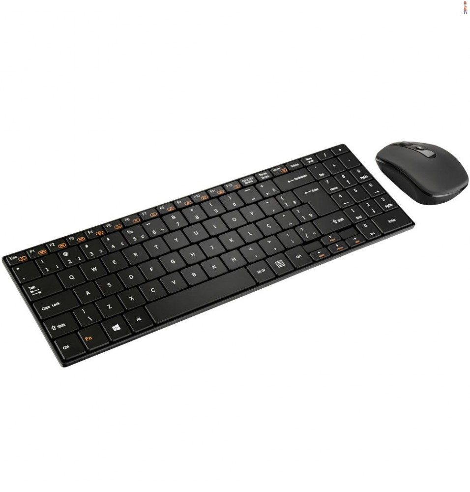 Teclado e Mouse Sem Fio - Multilaser Multimídia Slim 2.4Ghz ABNT2 - Preto - cod: TC202
