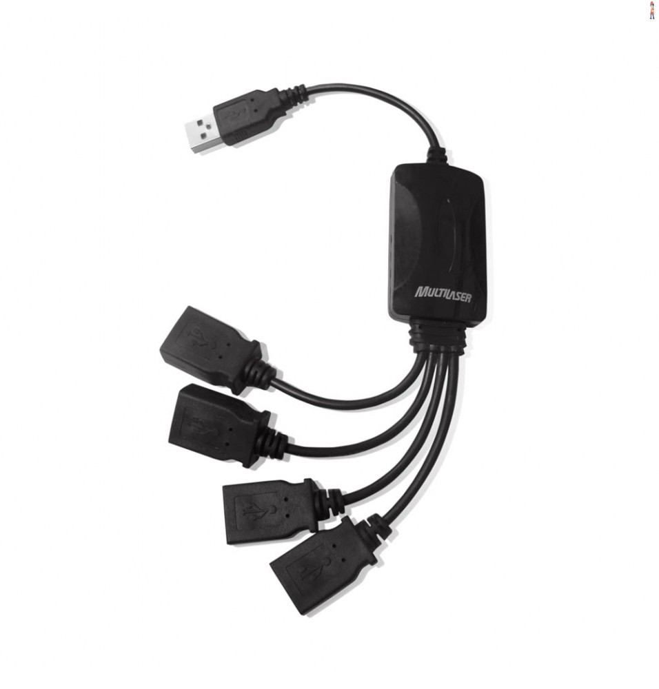 Hub USB 4 Portas USBAC Multilaser Flexível 2.0 Preto - AC042