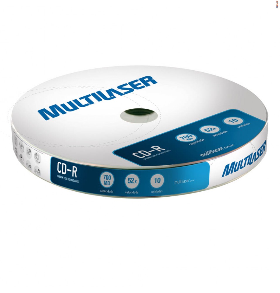 Midia Multilaser CD-R Vel. 52X - 10 Un. Shrink - CD027