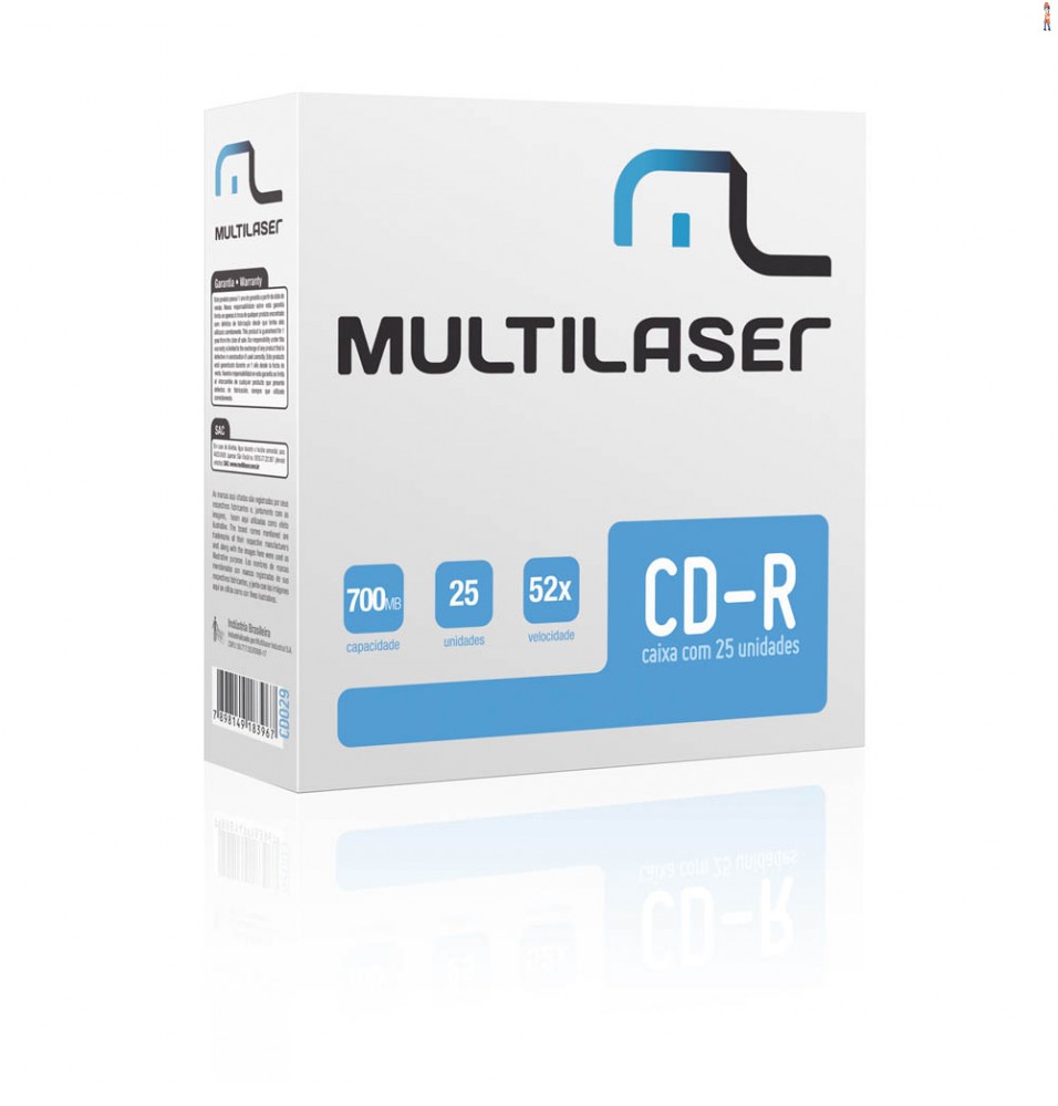 Midia Multilaser CD-R Vel. 52X - 25 Un. Envelope Impresso Em Caixa - CD029