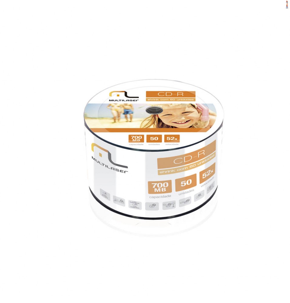 Midia CD-R Multilaser CD051 Vel. 52X - Shrink -  50 Unidades - CD051    