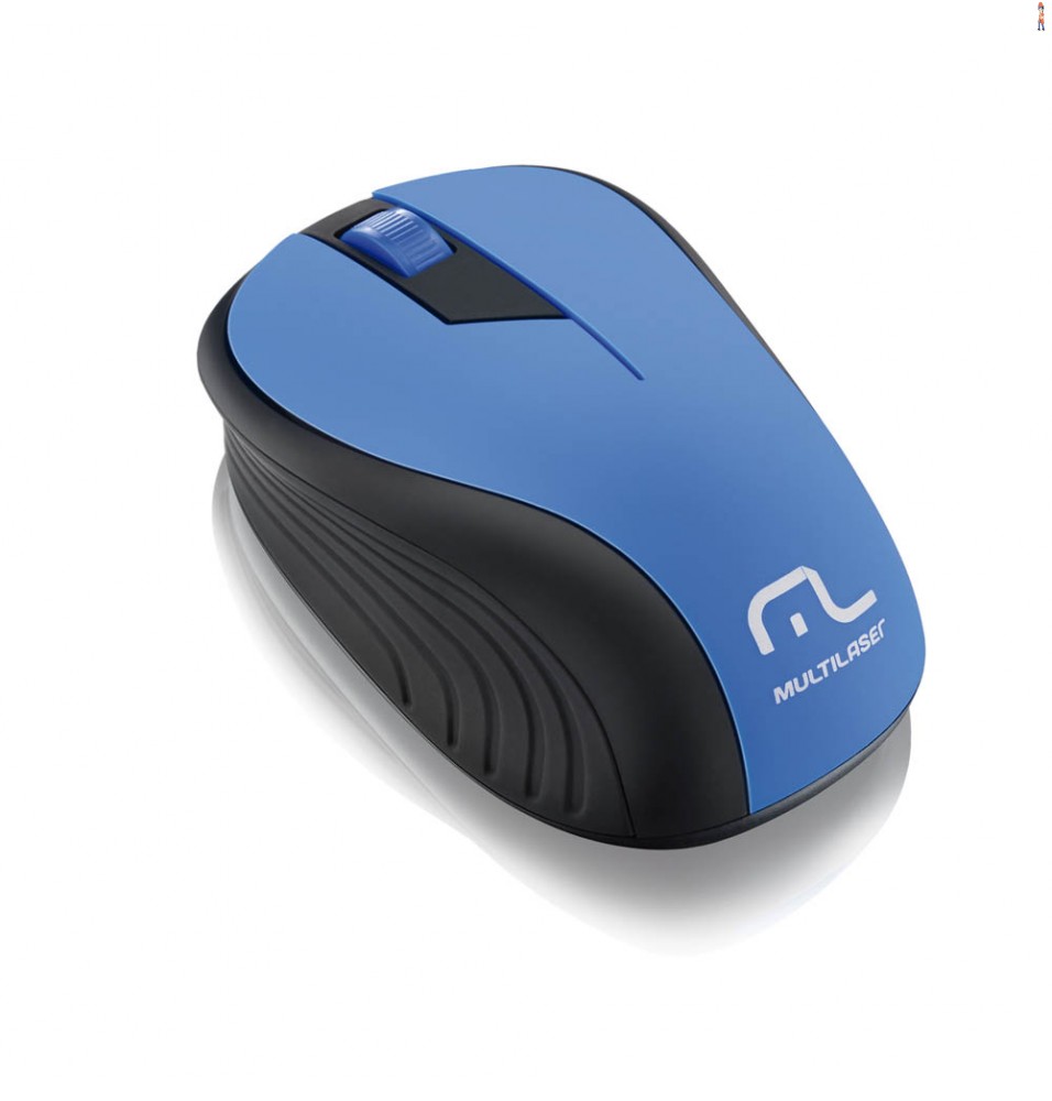 Mouse Multilaser Sem Fio 2.4Ghz Preto e Azul USB - MO215
