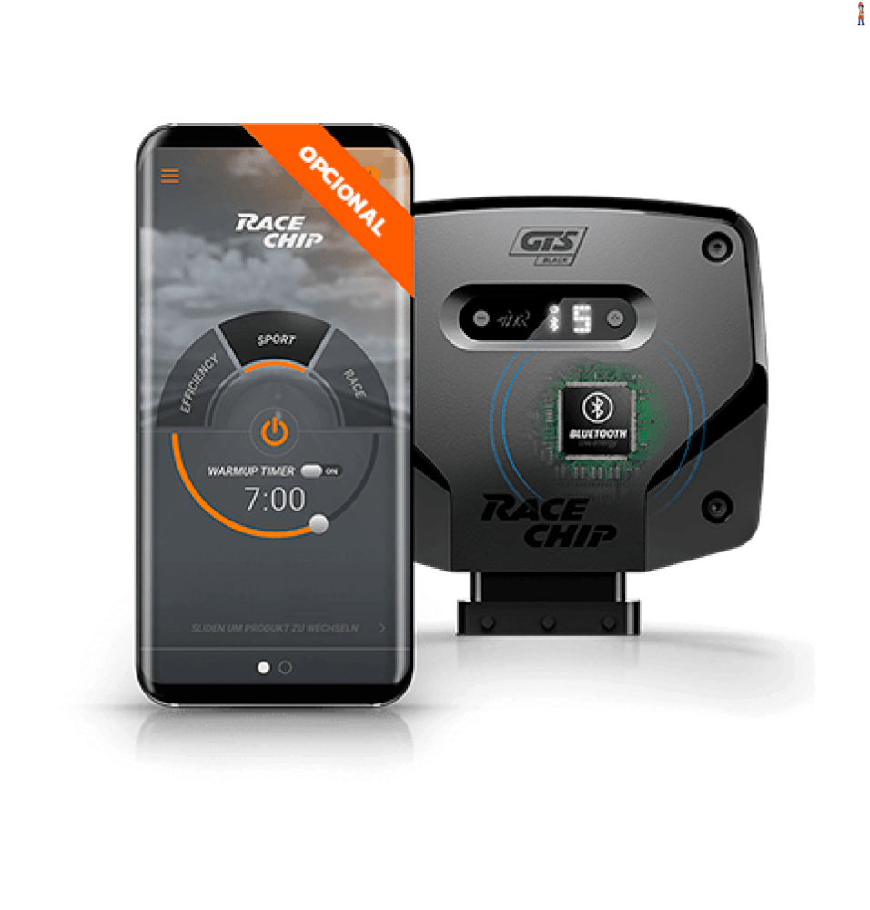 RaceChip Chiptuning "GTS Black" o upgrade para profissionais até +30% de potência, até +30% de torque, até +15% menos consumo, warm-up timer ativa apenas quando seu motor atinge a temperatura de operação, proteção extra, 7 mapeamentos selecionáveis