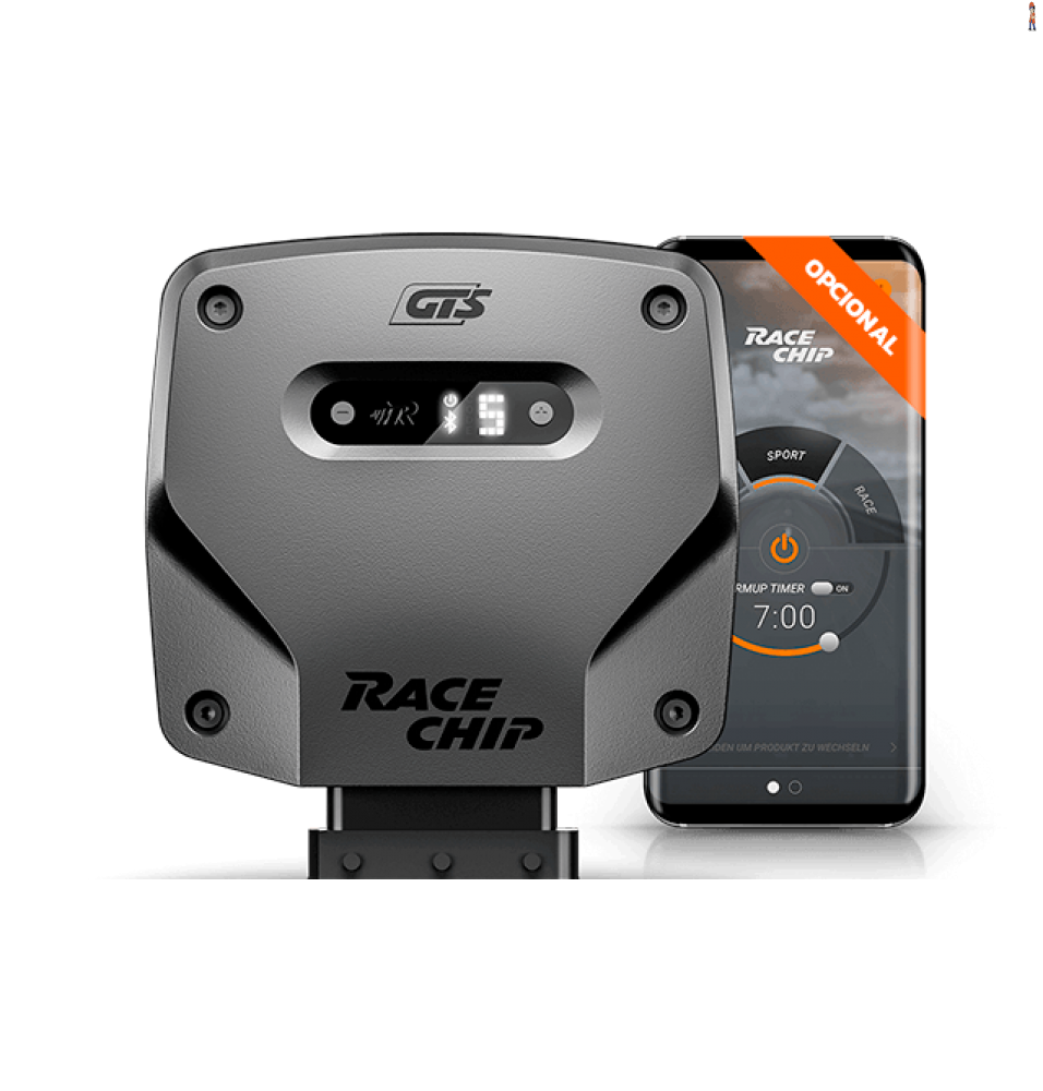Racechip Chiptuning "GTS" a versão premium. Perfomance e qualidade fenomenais. Até +30% de potência, até +30% de torque, até +15% menos consumo, 7 mapeamentos selecionáveis