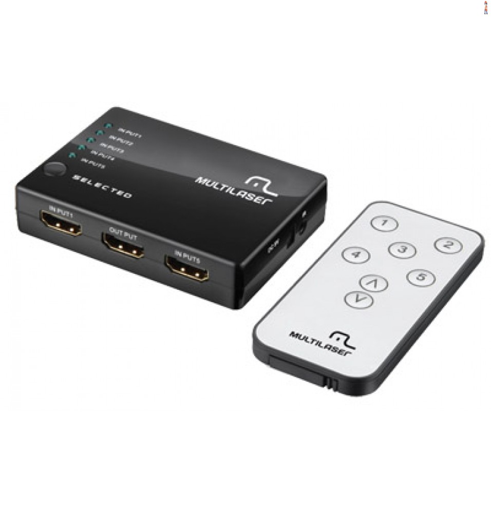 Switch HDMI com 5 portas Multilaser RE048 Full HD 3D 
