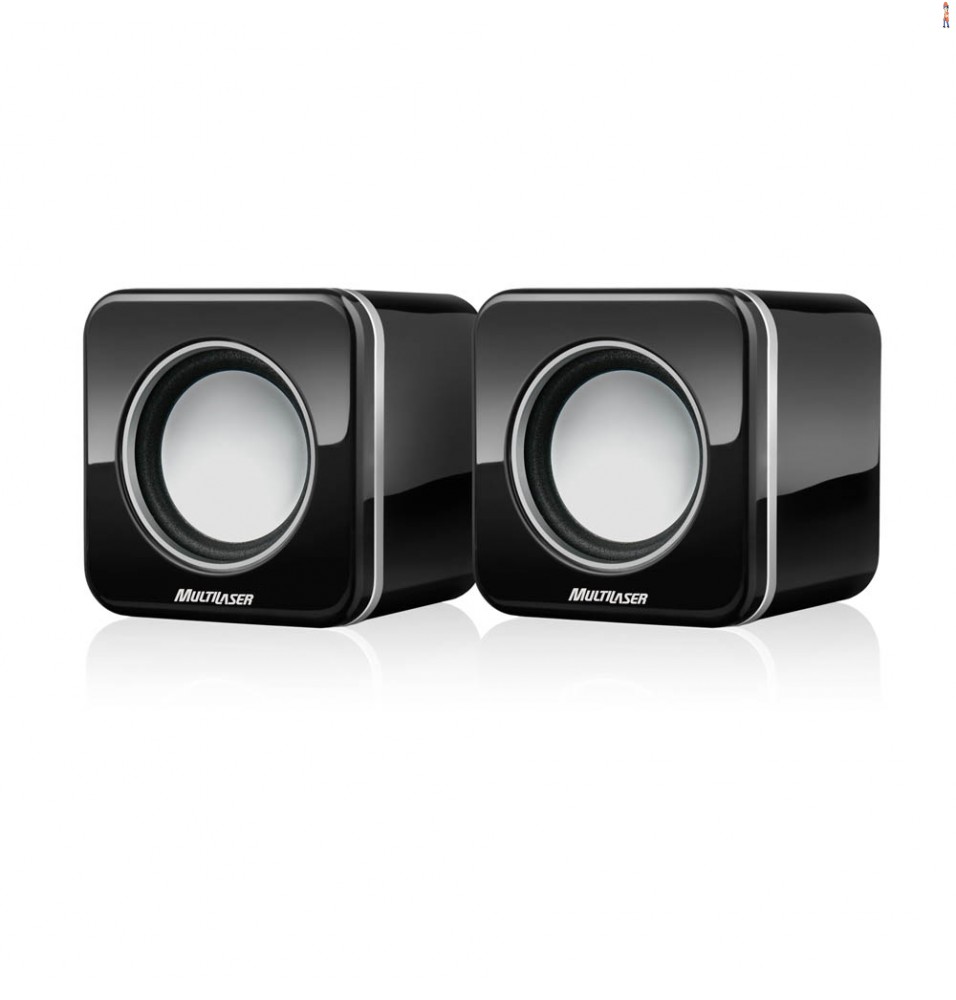 Caixa de Som Multilaser 2.0 4W RMS Mini Black Piano USB - SP089