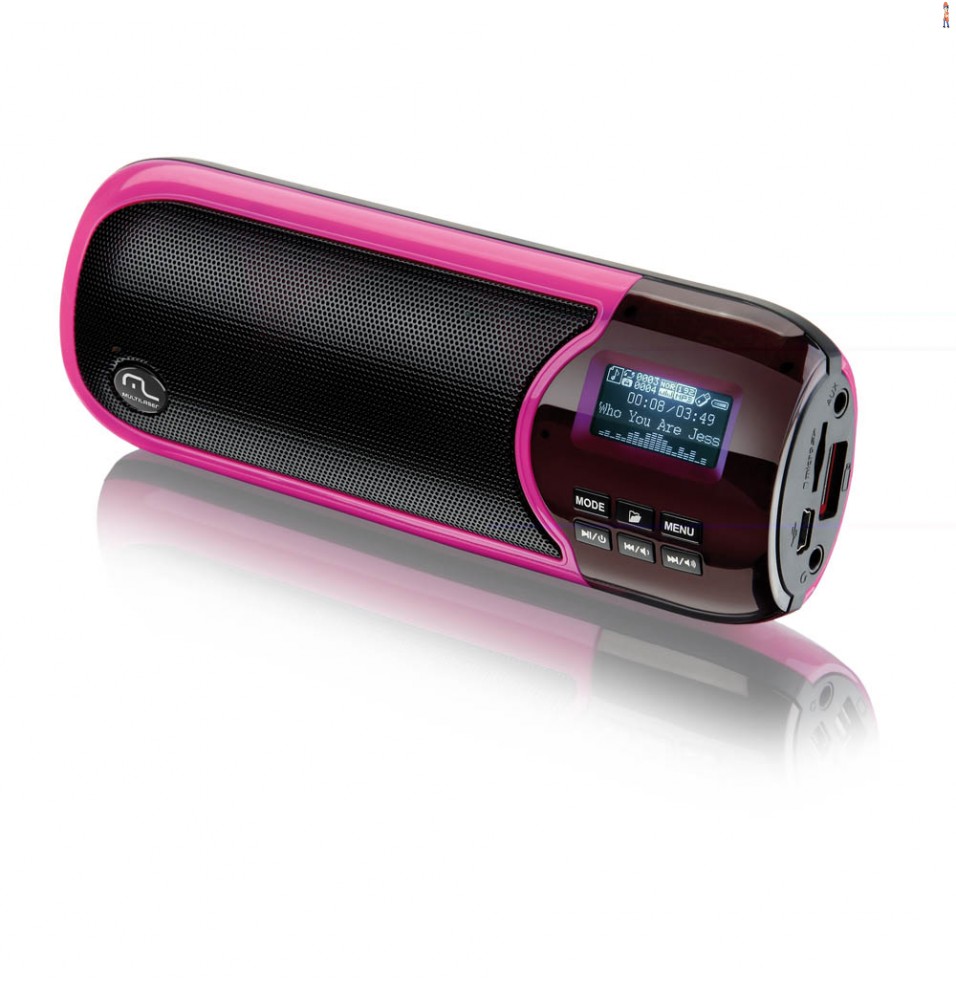 Caixa de Som Multilaser Portátil 2.0 10W RMS com MP3 Display Cor Rosa - SP126