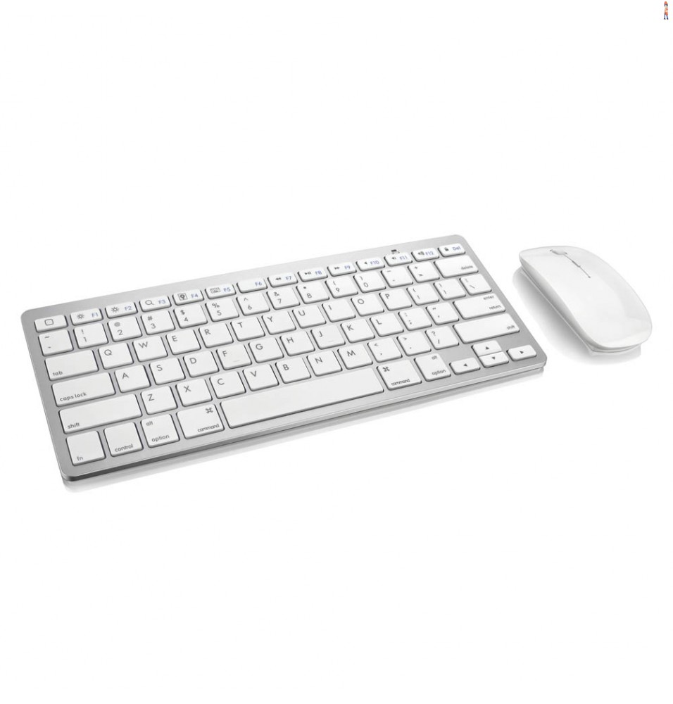 Teclado e Mouse Sem Fio 2.4 Ghz Multilaser Mini Slim USB - Prata e Branco - TC165