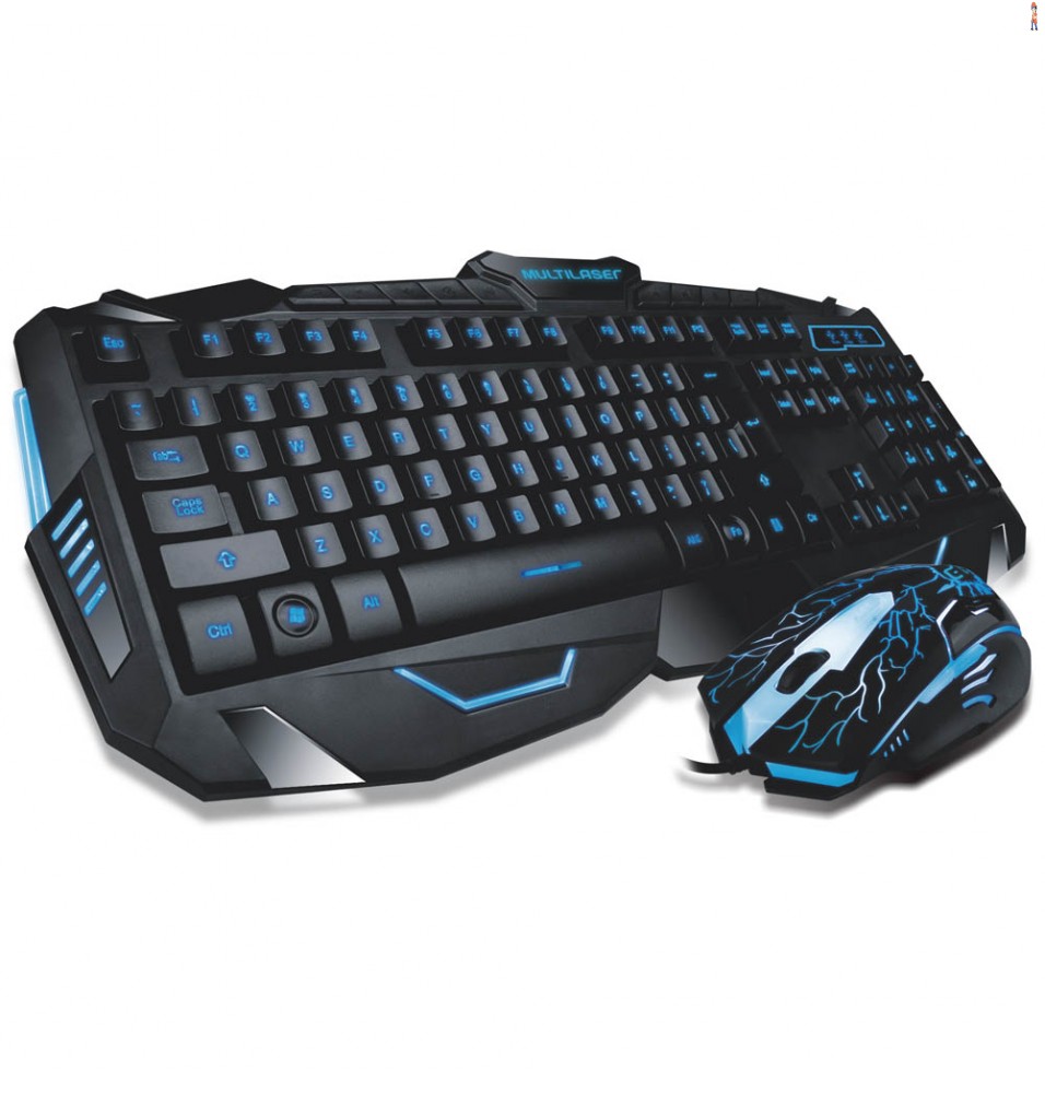 Combo Teclado e Mouse Gamer com Fio Detalhes Azuis Multilaser - TC195