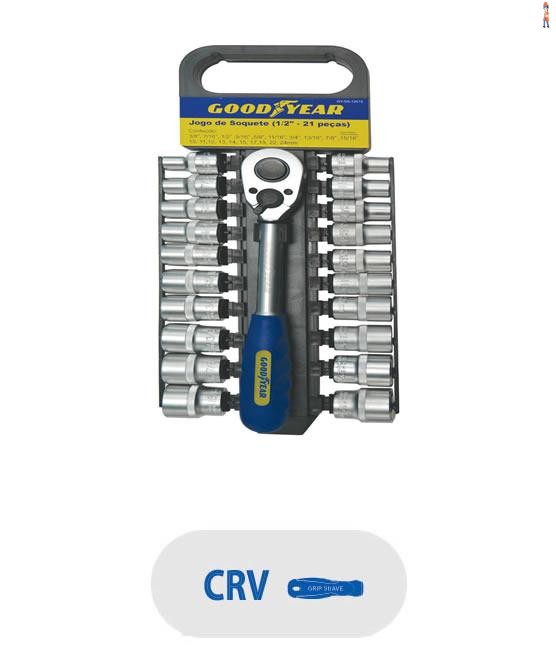 Jogo de Soquete 1/2'' GOODYEAR - 21 peças - cod: GY-SS-12015