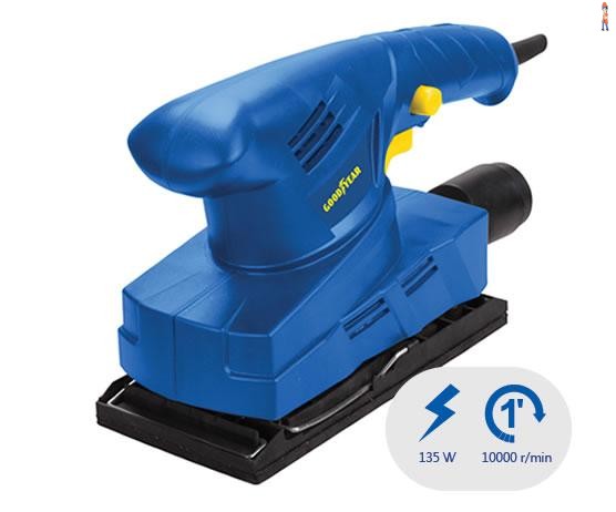 Lixadeira Orbital GOODYEAR SS-8515 conta com sistema para saída de pó, 135 Watts de potência, 12.300 RPM