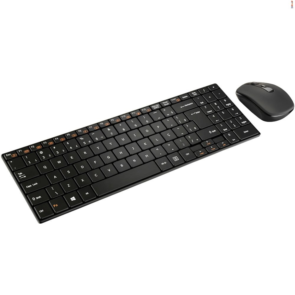 Teclado e Mouse Sem Fio - Multilaser Multimídia Slim 2.4Ghz ABNT2 - Preto - cod: TC202