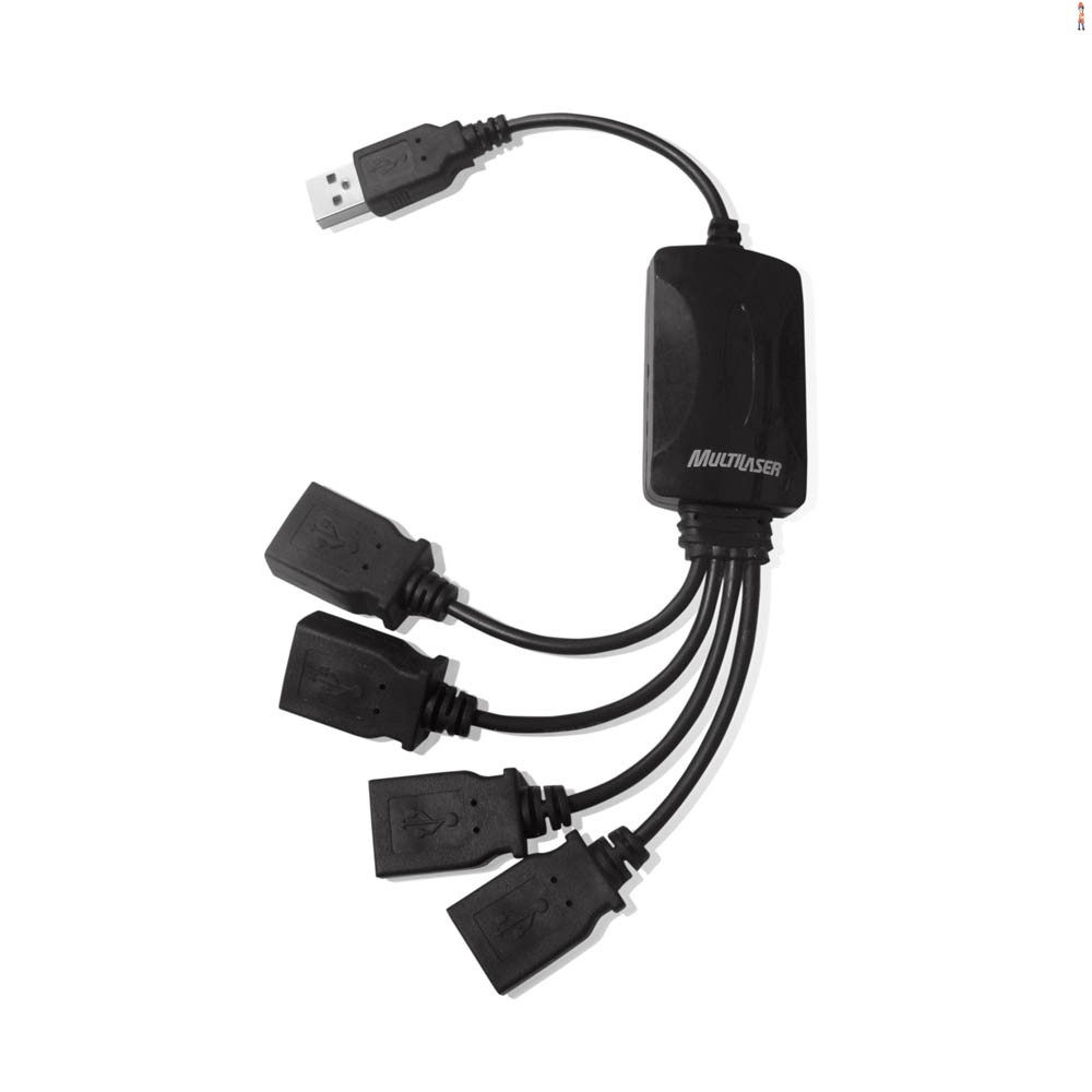 Hub USB 4 Portas USBAC Multilaser Flexível 2.0 Preto - AC042