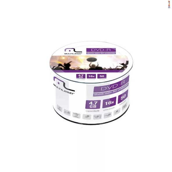 Midia DVD-R 4.7GB 16X Shrink - Multilaser - 50 Unidades - DV060