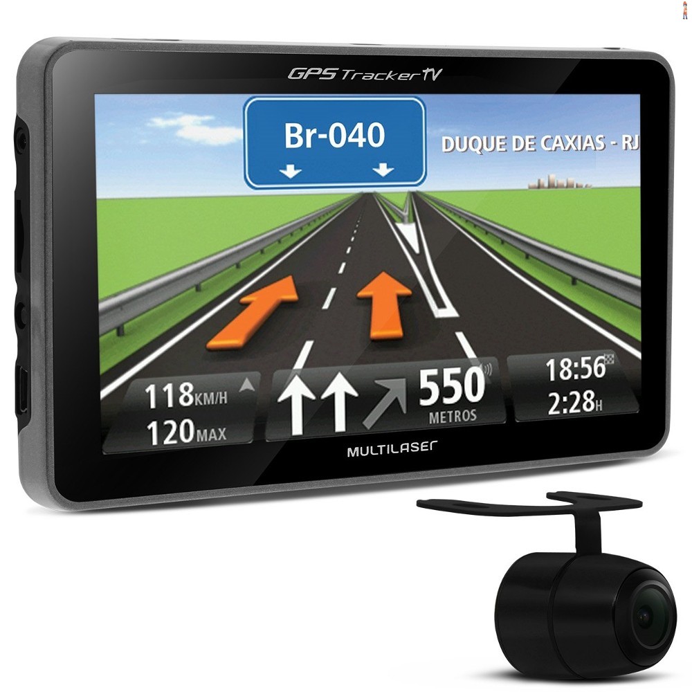 GPS Automotivo Multilaser Traker 4.3 Polegada TV Digital USB SD Câmera Ré GP015