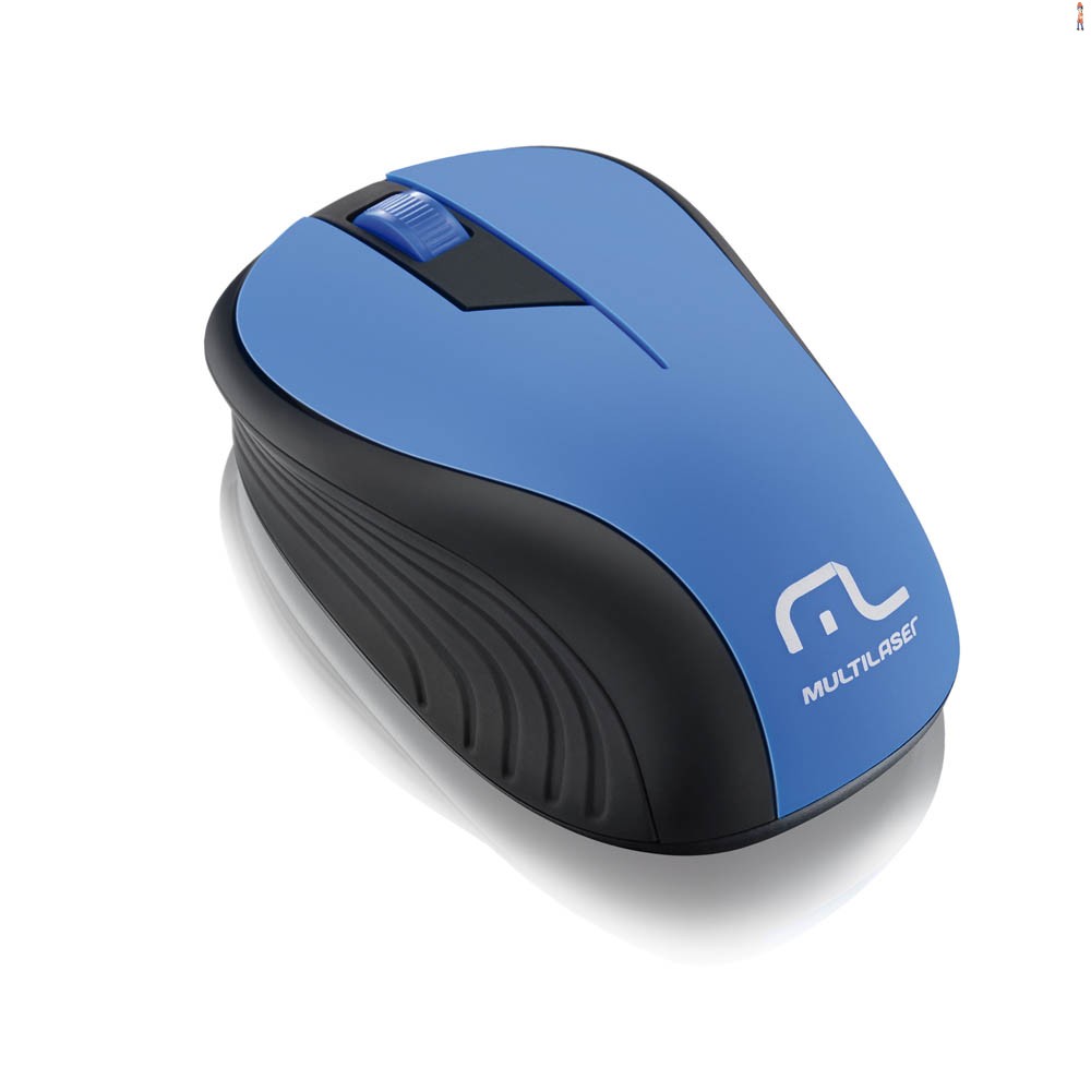 Mouse Multilaser Sem Fio 2.4Ghz Preto e Azul USB - MO215