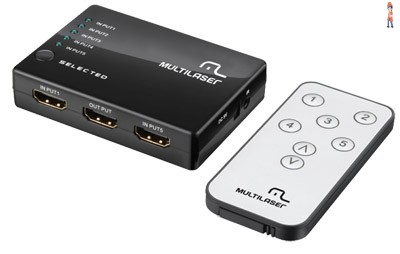 Switch HDMI com 5 portas Multilaser RE048 Full HD 3D 