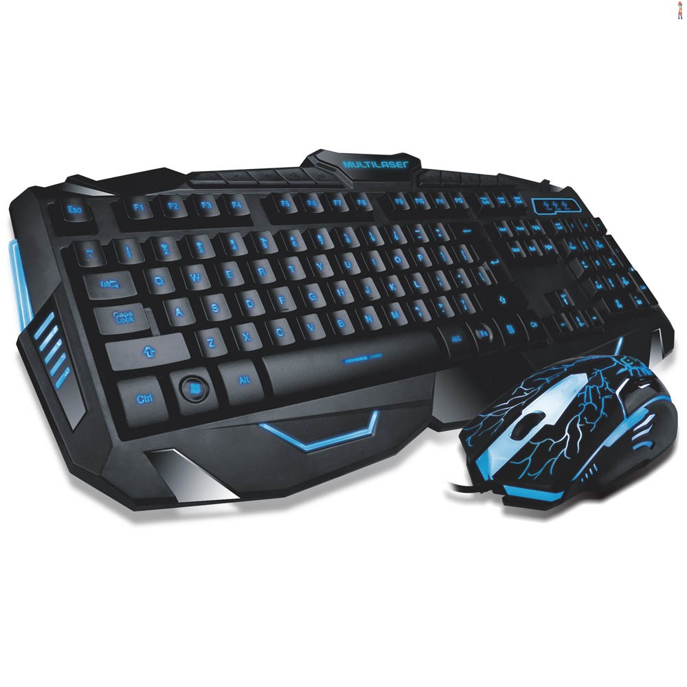Combo Teclado e Mouse Gamer com Fio Detalhes Azuis Multilaser - TC195
